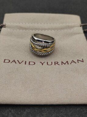 ✨ David Yurman Double-Cylinder Two-Tone Cross Ring